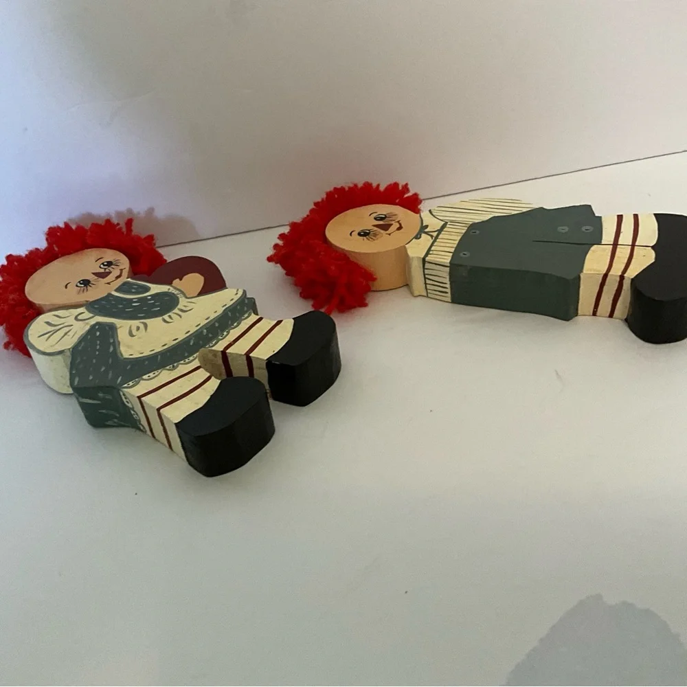 Vintage Raggedy Ann And Andy Wooden Hand Painted Shelf Sitters (Only)